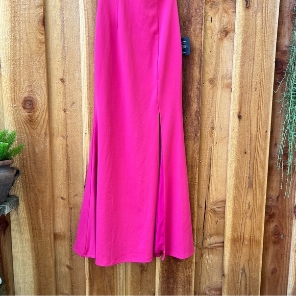Hot Pink Magenta Asymmetrical Sweetheart Mermaid Maxi Dress 🌿 - Picture 7 of 10